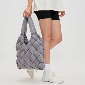 Sol & Selene ☀️ Quilted Woven Tote Bag - Silver -Like New